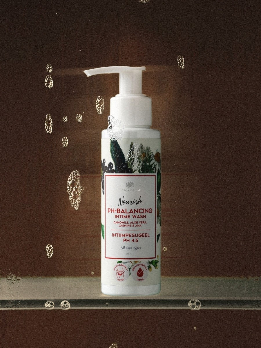 Magrada Organic Cosmetics intimduschgel med kamomill och aloe vera. pH 4.5 200 m. Flaska