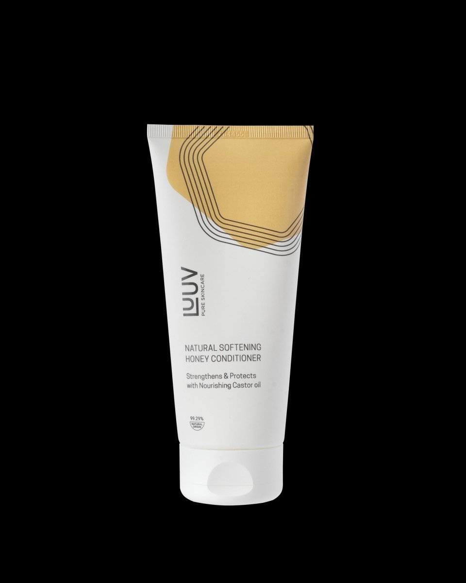 LUUV honungsbalsam i vit tub med guldmönster - naturlig återfuktande hudvård 200ml