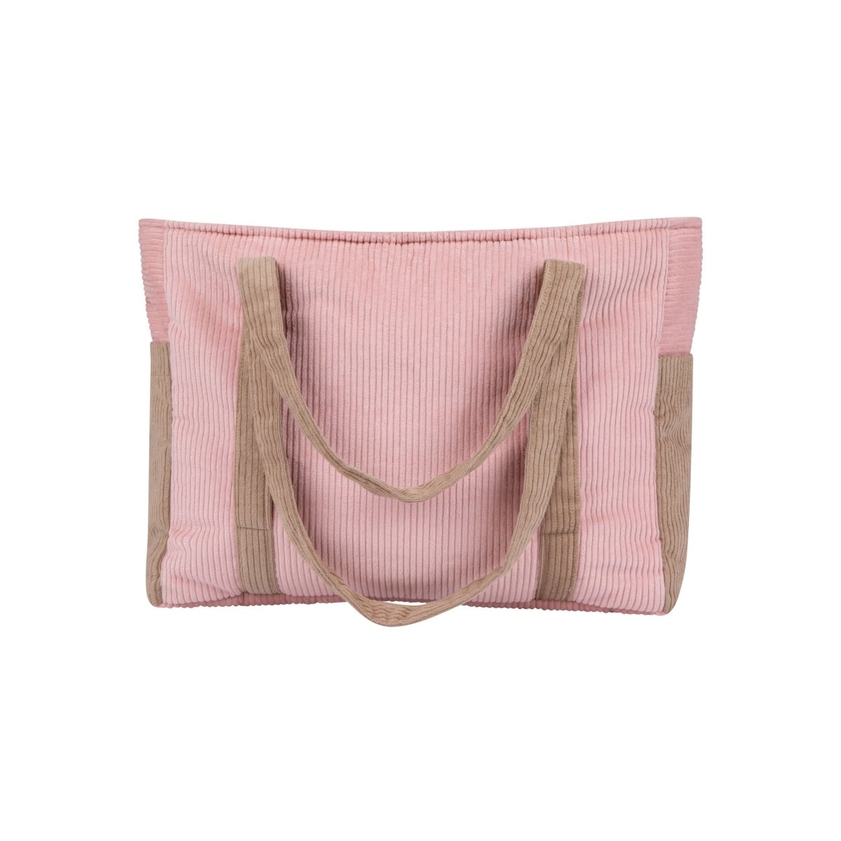Handgjord weekendväska i rosa sammet med beige axelremmar, Pink Coffee